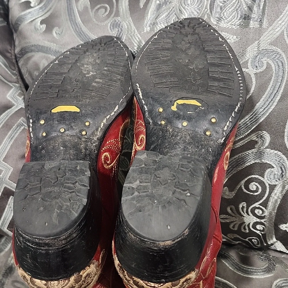 Old Gringo Red Heart With Wings Embroidered Cowboy Or Cowgirl Boots Size 6.5 - Picture 7 of 10